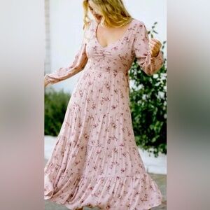 Dress Forum mauve purple Floral Maxi Dress with tie back